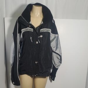 Marker Women's Winter Ski Jacket Black and Silver Jacket Size 12